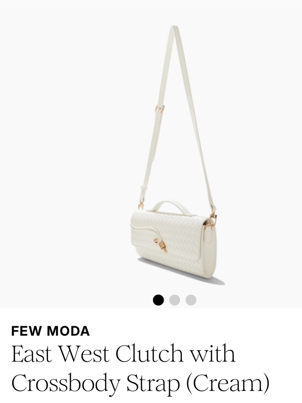NWT FEW MODA East West Clutch Crossbody Bag Cream Woven Vegan Leather